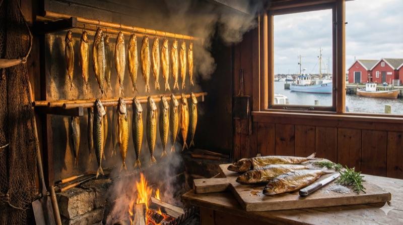 Geräucherter Fisch in der Gedser Røgeri