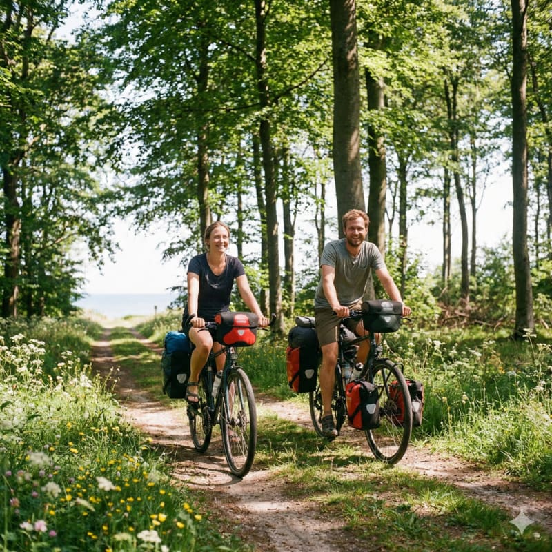 Radfahrer auf der Berlin-Kopenhagen-Route durch Falster