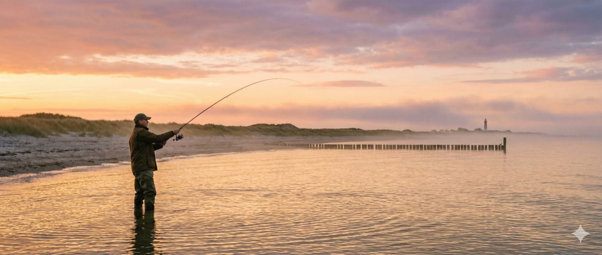 Angler an der Kueste von Falster